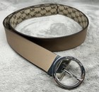 Michael Kors Reversible Mk Logo Belt Tan Brown Round Buckle L xl 33 5-39 5