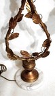 Vtg Art Deco Bronze Leaf Design 2 Arm Table Lamp Glass Shades Marble Base Italy