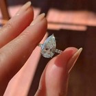 4ct Pear Cut Lab Created Diamond Solitaire Engagement Ring 14k White Gold Plated