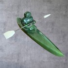 Vintage Inuit Jade Carving Hunter In Kayak Sculpture Hand Carved Canada Art 5 In