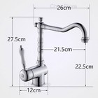 Vintage Chrome Kitchen Faucet Single Handle Brass High Swivel Spout Ceramic Hand