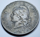 1891 Argentina Copper Dos Centavos Genuine Antique Two Cent 1800 s Coin