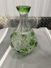 Caesar Crystal Bohemiae Green Lead Crystal Decanter W  Stopper Czech