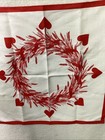 Vtg Froso Handtryck Ab Red Wreath W  Red Hearts 24    Square Tablecloth Top Sweden