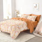 Girls Floral Bedding Set Twin 5 Piece Botanical Comforter Sheet Bed In A Bag