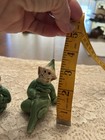 2 Vtg Walker Pottery Pixie Elf  elves Green Shelf Sitter Christmas Figurine