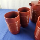 Lot Of 5 Brown Rubbermaid Melamine Ribbed Cups  3826 Stackable W  Pitcher  2677