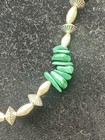 Navajo Style Necklace Plated Silver With Green Malachite Nuggets Vintage