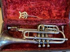 The Buescher Silver-plate Cornet      Ultrasonic Cleaned  W  Case   2 Mouthpieces