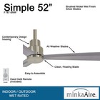 Minka Aire Simple 52  Indoor outdoor Ceiling Fan With Remote  Brushed Nickel