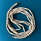 Vintage African Tribal Bone Beaded Necklace And Earrings Set Unique Handmade