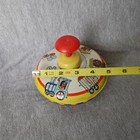 Vintage Ohio Art Tin Metal Mechanical Spinning Top Toy Circus Train Zoo Animals