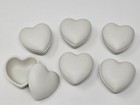 Lot 6 Vintage Unfinished Ceramic Heart Trinket Boxes For Painting Made In Japan