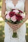 Red Pink Rose Faux Flower Bouquet Wedding Artificial Floral Decor