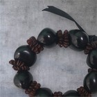 Hawaiian Bracelet Black Kukui Nut Lei With Brown Seed Beads And Black Ribbon 3 