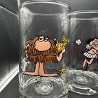 Set Of 3 B c  Ice Age Comic 1981 Arby s Collectors Glasses Caveman Cavewoman Vtg