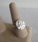 925 Sterling Silver Ring Hammered  Sz 9 5 Round Wide Face 15mm Mexico