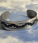 Navajo Ln Leander Nezzie Sterling Silver Deeply Tooled Wide 925 Cuff Bracelet