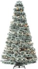 Prelit Snow Flocked Artificial Christmas Tree Artificial Hinged Spruce Xmas Tree