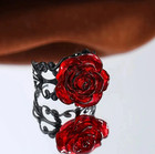 1pc Punk Gothic Red Rose Ring Black Vine Vintage Witch Jewelry Gift - New
