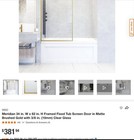         Vigo Meridian 34 In  W X 62 In  H Framed Fixed Tub Screen Door In Matte Brus