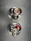 Westmoreland Mid Century Modern Mcm Ruby Flash Glass Ball Base Candleholder Pair