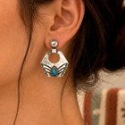 Vintage Bn Navajo Sterling Silver Turquoise Drop Earrings