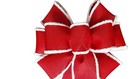 Handmade Red Linen Fur Edge Wired Wreath Bow - Christmas  -choose Size - Holiday