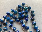 Vintage Catholic Religious 18 5    Blue Rosary Beads Marked Italy   405