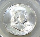 1948 D Franklin Half Dollar Pcgs Ms64fbl Frosty White New Holder  q367g