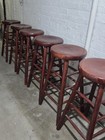 Set Of 6 All Wood Burgundy Color Bar Stools