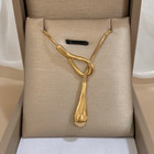 Gold Tone Teardrop Pendant Necklace Long Snake Chain Minimalist Jewelry