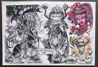 1998 Set Of 5 Bernie Luther Tattoo Demon  Tattoo Flash Sheets With Line Work
