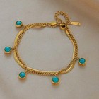 - Womens Turquoise Dangle Stainless Steel Charm Bracelet