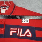 Vtg Fila Mens Polo Shirt Sz L Red Us Open 1997 Tennis Cotton Embroidered Button