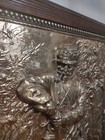 42 x33  Antique  1890 s  Brass 4  Thick Repouss   Plaque Hunter W  Dog 3d Wall