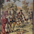 Antique Style European Hunting Scene Tapestry Wall Art Hanging Dogs Pastoral