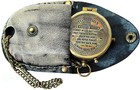 Brass Locket Compass Necklace Maritime Steampunk Antique Vintage Leather Case