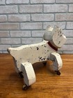 Antique Gould Toy Oshkosh Toddler Pet Bulldog Wooden Folk Art Carved Pull Toy