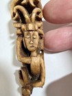 Rare Antique Borneo Dayak Carved Antler bone Shamanic Tuntun Rod mandau Ornament