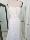 Davids Bridal Strapless Beaded Lace Trumpet Wedding Gown 