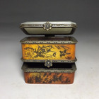 2 44  Jewelry Double Layer Box Rare Unique Vintage Antique Camel Plum Trinket