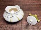 Rare Vintage Mcm Holt Howard 1958 Pixieware Pixie Olive Jar With Fork Lid