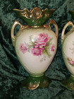 Antique 19th Century European Hp Porcelain Floral Mantle Vases 9 1 2  Flaws