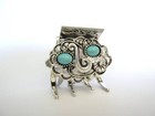Small medium Turquoise Blue Silver Metal Native Western Hair Claw Clip