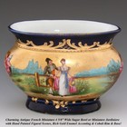 Antique French Cobalt   Gold Miniature Jardiniere  Flower Bowl  Romantic Figures