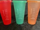Set Of 3 Starbucks 2019 Holiday Winter Reusable Cold Cups With Lids Christmas