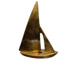 Vintage Brass Sailboat Sculpture Mid Century Modern Nautical Coastal Boat Decor