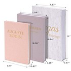  Set Of 3 Linen Decorative Books With Gold Foil Cover Faux Linen   Ivory   Pink