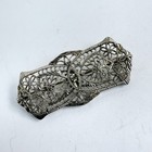Vintage Art Deco Filigree Brooch Silver Tone Brooch Lapel Collar Estate Pin